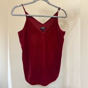 Express maroon velvet V-neck adjustable blouse